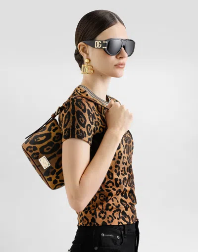 Dolce & Gabbana Crespo Leopard-print Shoulder Bag In Multicolor
