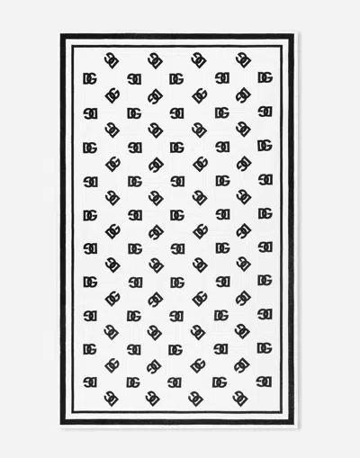 Dolce & Gabbana Terrycloth Beach Towel With All-over Dg Print In Multicolor