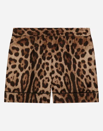 Dolce & Gabbana Leopard-print Twill Shorts In Animal Print