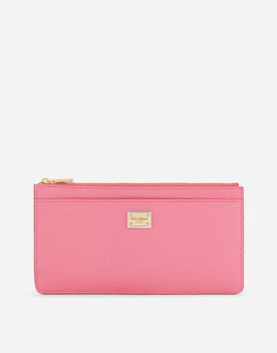 Dolce & Gabbana Large Card Holder With Tag In Pink