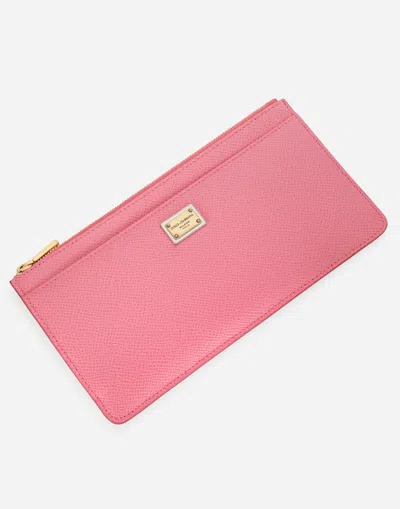Dolce & Gabbana Large Card Holder With Tag In Pink