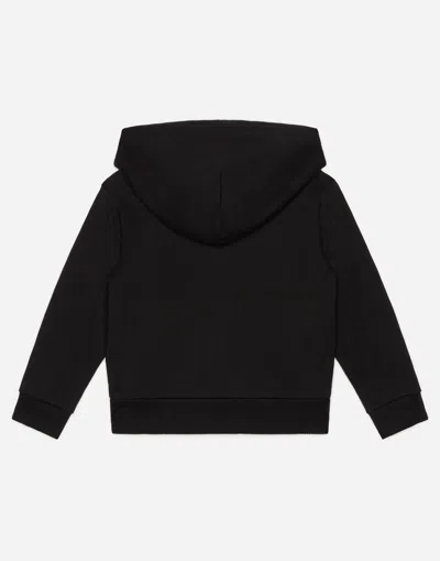Dolce & Gabbana Kids' Jersey Hoodie With Logo Embroidery In Black