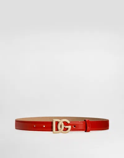 Dolce & Gabbana Blood Red Leather Belt In Red