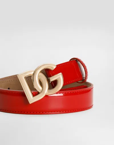 Dolce & Gabbana Blood Red Leather Belt In Red