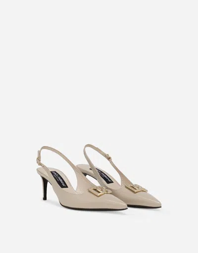 Dolce & Gabbana 60mm Logo-plaque Slingback Pumps In Neutrals