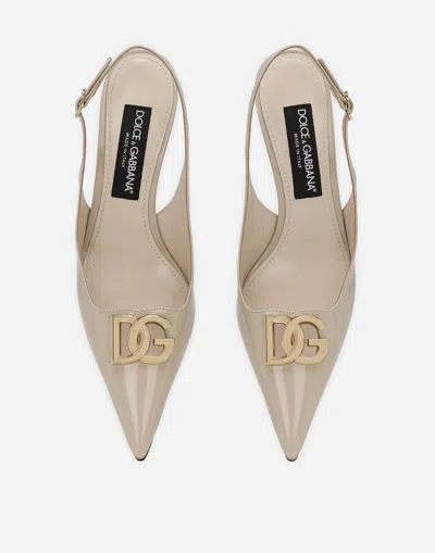 Dolce & Gabbana 60mm Logo-plaque Slingback Pumps In Neutrals