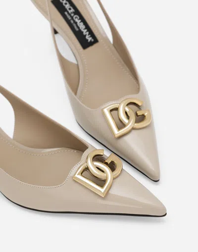 Dolce & Gabbana 60mm Logo-plaque Slingback Pumps In Neutrals