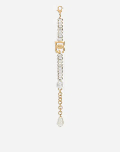 Dolce & Gabbana Bracelet With Rhinestones And Dg Logo In Gold