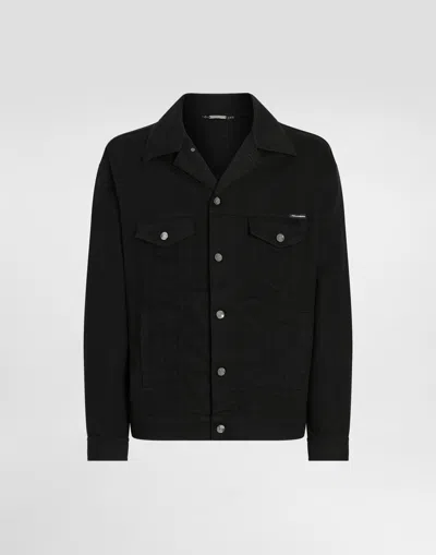 Dolce & Gabbana Dolce  Gabbana Logo Patch Padded Corduroy Jacket In Black