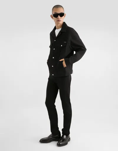 Dolce & Gabbana Dolce  Gabbana Logo Patch Padded Corduroy Jacket In Black