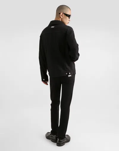 Dolce & Gabbana Dolce  Gabbana Logo Patch Padded Corduroy Jacket In Black