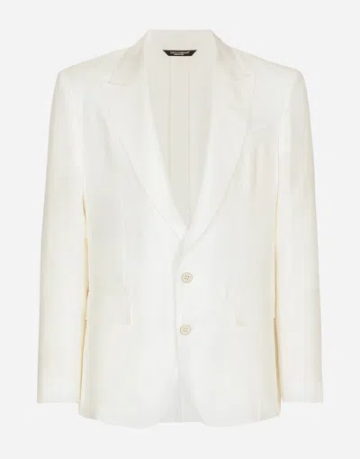 Dolce & Gabbana Linen Single-breasted Blazer In White