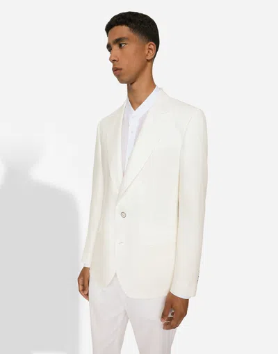Dolce & Gabbana Linen Single-breasted Blazer In White