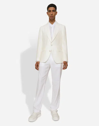 Dolce & Gabbana Linen Single-breasted Blazer In White