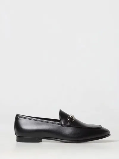 Gucci Women Black Calf Leather Moc Stitching Signature Horsebit Detail Almond Toe Slip-on Style Bran In Black