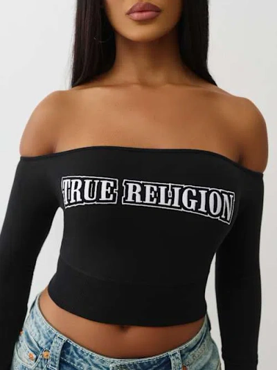 True Religion Women's Cropped Off-the-shoulder Top In Black