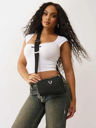 True Religion Double-zip Horseshoe Camera Bag In Black