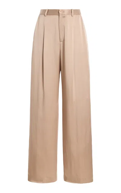 Lapointe Pleated Satin Relaxed Pants In Gray