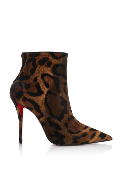 Christian Louboutin Miss Z 100mm Leopard Pony Hair Ankle Boots In Animal Print
