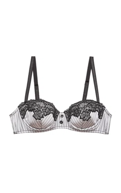 Fleur Du Mal Executive Underwire Silk Trim Balconette Bra In Black