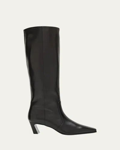 Stuart Weitzman Knee-high Ankle Boots With Pointed Toe In Black