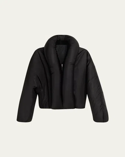 Alaïa Taffeta Padded Bomber Jacket In Black