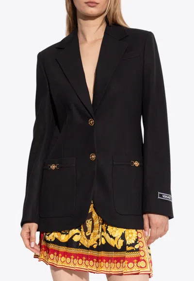 Versace Single-breasted Barocco Blazer In Black
