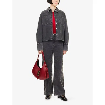 Samsoe & Samsoe Cropped Denim Jacket With Patch Pockets And Relaxed Fit In Gray