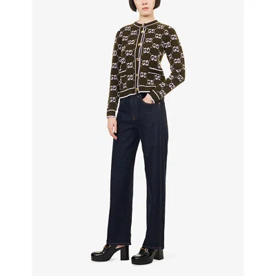 Gucci Wool Cardigan With Front Pockets And Long Sleeves In Brown