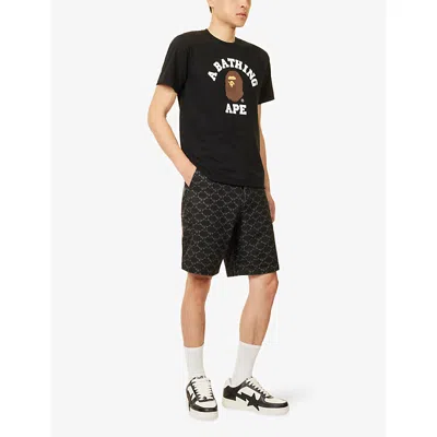 A Bathing Ape Mens Black Bape College Graphic-print Cotton-jersey T-shirt In Black