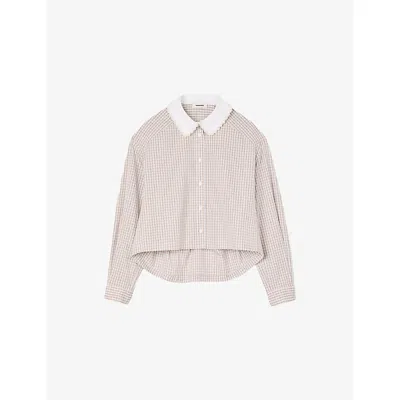 Sandro Cotton Check Embellished Shirt In Neutral