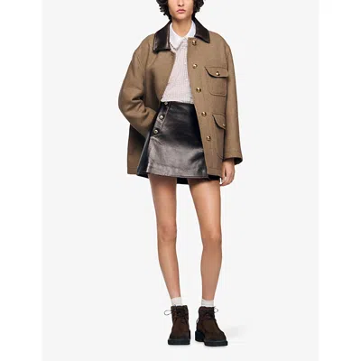 Sandro Cotton Check Embellished Shirt In Neutral