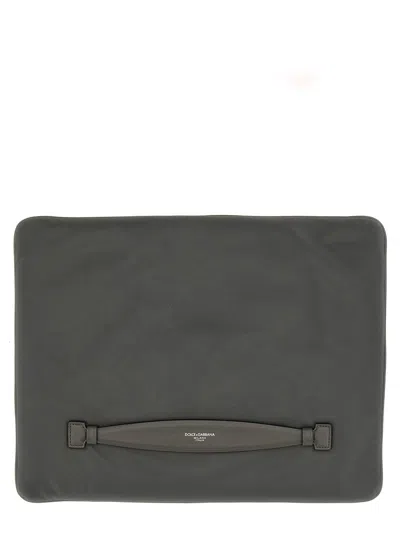 Dolce & Gabbana Charcoal Fabric Clutch In Gray