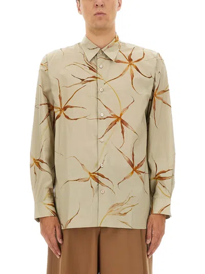 Dries Van Noten Floral Long Sleeve Tulip Print Top In Brown