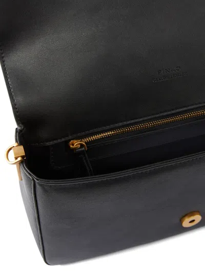 Pinko Love Bag One Slouchy Medium Handbag In Leather With Two Straps In Black