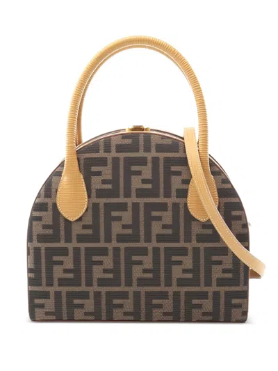 Pre-owned Fendi Zucca Vanity Two-way Handbag In Brown
