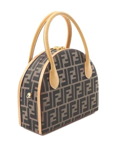 Pre-owned Fendi Zucca Vanity Two-way Handbag In Brown