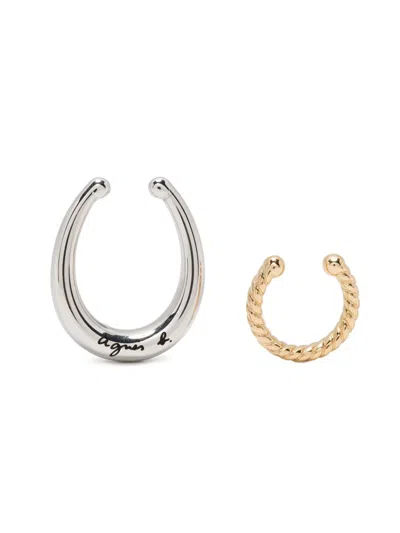 Agnès B. Two-tone Ear Cuff (set Of 2) In Metallic