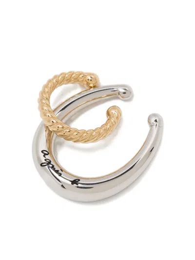 Agnès B. Two-tone Ear Cuff (set Of 2) In Metallic