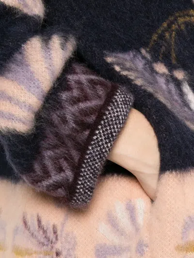 Forte Forte Sogni Multicolor Cardigan With Fringed Details And All-over Geometric Motif In Wool Blend Woman In Multi