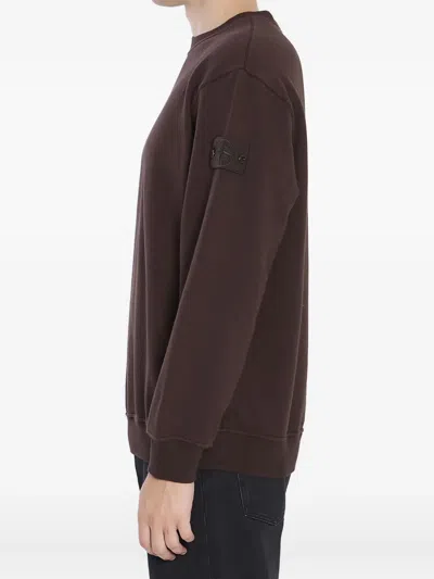 Stone Island Comfort-fit Crewneck Sweatshirt With Ribbed Trims In Brown