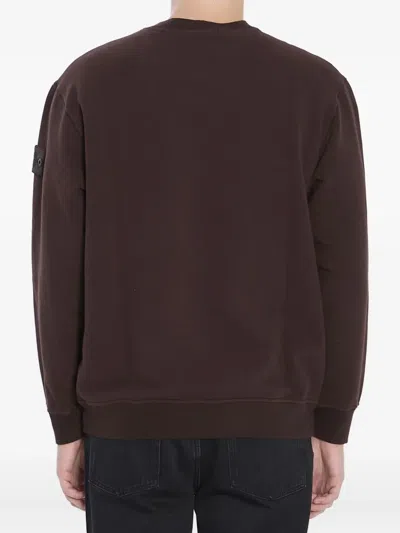 Stone Island Comfort-fit Crewneck Sweatshirt With Ribbed Trims In Brown