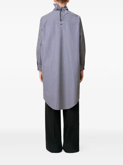 Ami Alexandre Mattiussi Ami Paris Blue Striped Poplin Shirt With Scarf Women In Blue