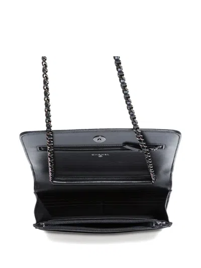 Pre-owned Chanel 2017-2018 Camellia Shoulder Bag In Black