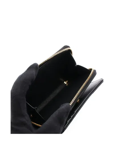 Pre-owned Saint Laurent Monogram Bi-fold Leather Wallet In Black