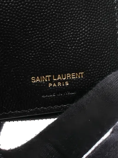 Pre-owned Saint Laurent Monogram Bi-fold Leather Wallet In Black