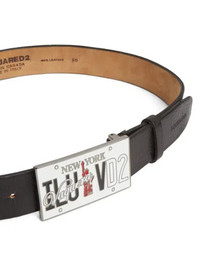 Dsquared2 Logo-buckle Leather Belt In Black