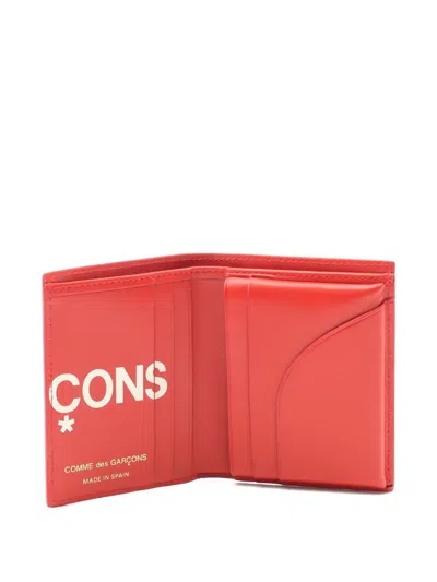 Pre-owned Comme Des Garçons 2020s Logo Bifold Leather Wallet In Red