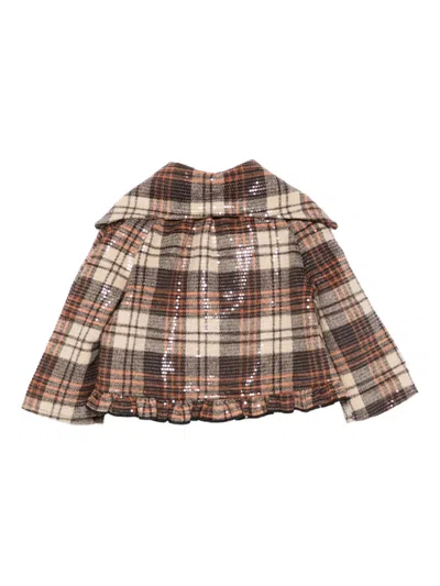 Alapage Sequinned Checked Jacket In Brown