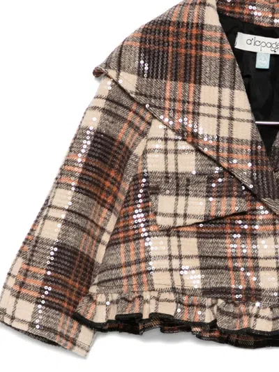 Alapage Sequinned Checked Jacket In Brown